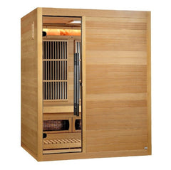 Golden Designs Full Spectrum Traditional Hybrid Sauna 3-Person w/ Hemlock & Himalayan Salt Bar | "Soria" GDI-8330-01