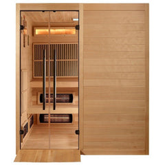 Golden Designs Hybrid Infrared/Traditional Sauna 6-Person with Himalayan Salt Bar and Hemlock | "Toledo" GDI-8360-01