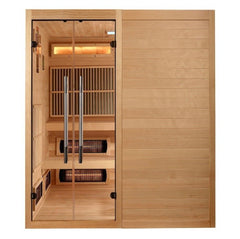 Golden Designs Hybrid Infrared/Traditional Sauna 6-Person with Himalayan Salt Bar and Hemlock | "Toledo" GDI-8360-01