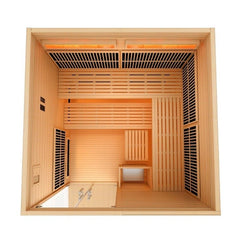 Golden Designs Hybrid Infrared/Traditional Sauna 6-Person with Himalayan Salt Bar and Hemlock | "Toledo" GDI-8360-01