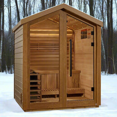 Golden Designs Traditional Steam Outdoor Sauna 3-Person w/ Red Cedar Interior| "Savonlinna" GDI-8503-01