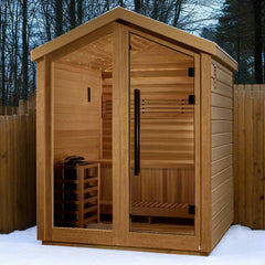 Golden Designs Traditional Steam Outdoor Sauna 3-Person w/ Red Cedar Interior| "Savonlinna" GDI-8503-01