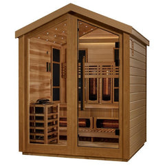 Golden Designs "Loviisa" Hybrid Full Spectrum Infrared and Traditional 3-Person Outdoor Sauna (GDI-8523-01) w/ Canadian Red Cedar Interior