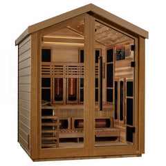 Golden Designs "Loviisa" Hybrid Full Spectrum Infrared and Traditional 3-Person Outdoor Sauna (GDI-8523-01) w/ Canadian Red Cedar Interior