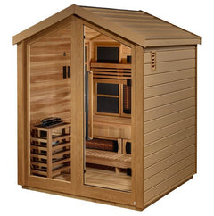 Golden Designs "Loviisa" Hybrid Full Spectrum Infrared and Traditional 3-Person Outdoor Sauna (GDI-8523-01) w/ Canadian Red Cedar Interior