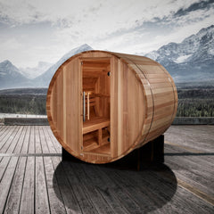 Golden Designs "St. Moritz" 2-Person Barrel Traditional Outdoor Steam Sauna -  Pacific Cedar