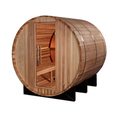 Golden Designs "Zurich" 4-Person Outdoor Barrel w/ Bronze Privacy View - Traditional Steam Sauna -  Pacific Cedar