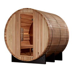 Golden Designs "Zurich" 4-Person Outdoor Barrel w/ Bronze Privacy View - Traditional Steam Sauna -  Pacific Cedar