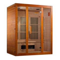 Golden Designs 3-Person Maxxus "Alpine" Low EMF FAR Infrared Sauna Corner Unit w/ Hemlock Wood | Model: MX-J306-02S