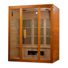 Golden Designs 3-Person Maxxus "Alpine" Low EMF FAR Infrared Sauna Corner Unit w/ Hemlock Wood | Model: MX-J306-02S