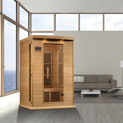 Golden Designs Near Zero EMF 2-Person Maxxus FAR Infrared Sauna with Hemlock Wood | Model: MX-K206-01-ZF