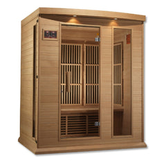 Golden Designs Near Zero EMF 3-Person Maxxus FAR Infrared Sauna with Hemlock Wood | Model: MX-K306-01-ZF