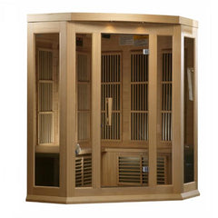 Golden Design Low EMF 3-Person Maxxus FAR Infrared Sauna Corner Unit with Hemlock Wood | Model: MX-K356-01