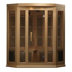 Golden Design Low EMF 3-Person Maxxus FAR Infrared Sauna Corner Unit with Hemlock Wood | Model: MX-K356-01