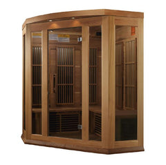 Golden Designs Near Zero EMF 3-Person Maxxus "Chaumont Edition" FAR Infrared Sauna Corner Unit Hemlock Wood | Model: MX-K356-01-ZF