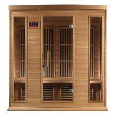 Golden Designs Near Zero EMF 4-Person Maxxus FAR Infrared Sauna Corner Unit with Red Cedar Wood | Model: MX-K406-01-ZF CED