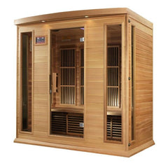 Golden Designs Near Zero EMF 4-Person Maxxus FAR Infrared Sauna Corner Unit with Red Cedar Wood | Model: MX-K406-01-ZF CED