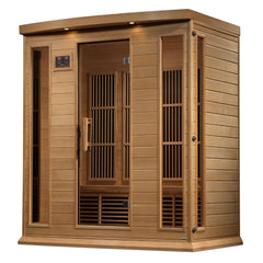 Golden Designs Near Zero EMF 4-Person Maxxus FAR Infrared Sauna Corner Unit with Hemlock Wood | Model: MX-K406-01-ZF