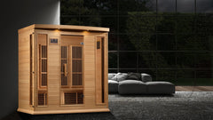 Golden Designs Near Zero EMF 4-Person Maxxus FAR Infrared Sauna Corner Unit with Hemlock Wood | Model: MX-K406-01-ZF