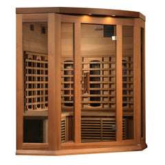 Golden Designs Near Zero EMF 3-Person Maxxus Full Spectrum FAR Infrared Sauna Corner Unit with Red Cedar Wood | Model: MX-M356-01-FS CED